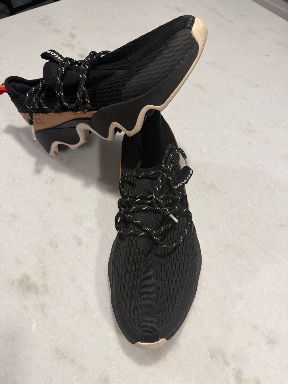 Women’s Black Athletic Sneakers with Tan Accents, VS brand